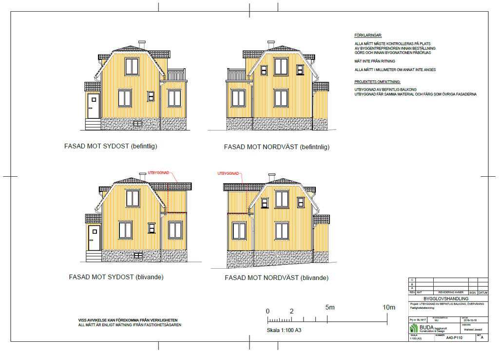 Bild 3 av referensprojekt Utbyggnad av befintlig balkong, planritning, mölndal